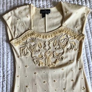 Carole Little | Cream Embellished Dress | Size Small